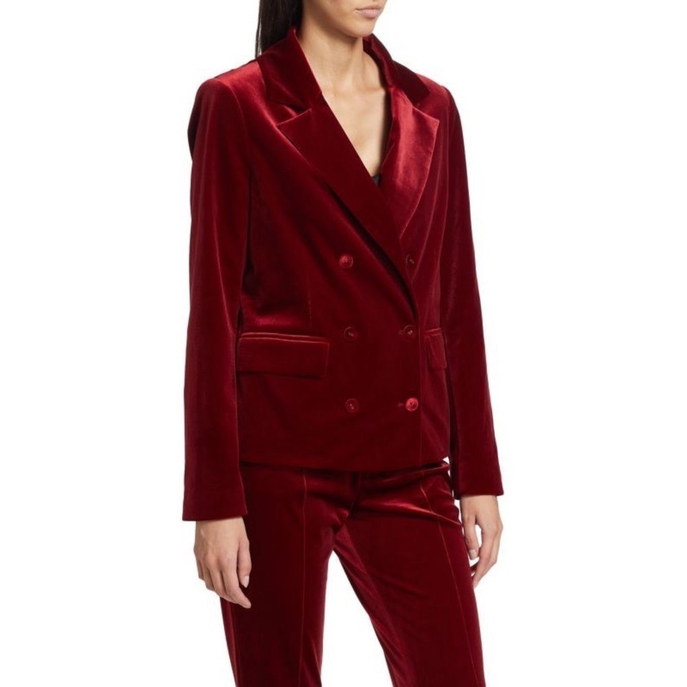 Favorite Daughter Amore Velvet Blazer Maroon Double Breasted Size 2